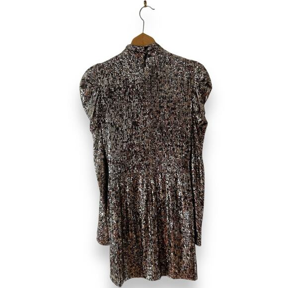 NWOT Jonathan Simkhai Mallory Sequin Mini Halter Dress Multi Silver Gold 4 Women - Picture 7 of 10
